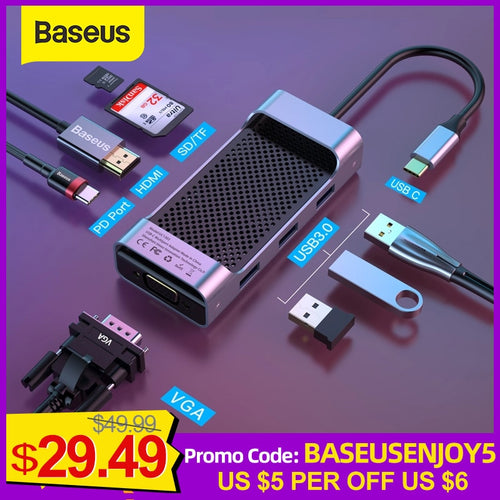 Baseus USB C HUB to USB 3.0 HUB HDMI RJ45 VGA USB Splitter